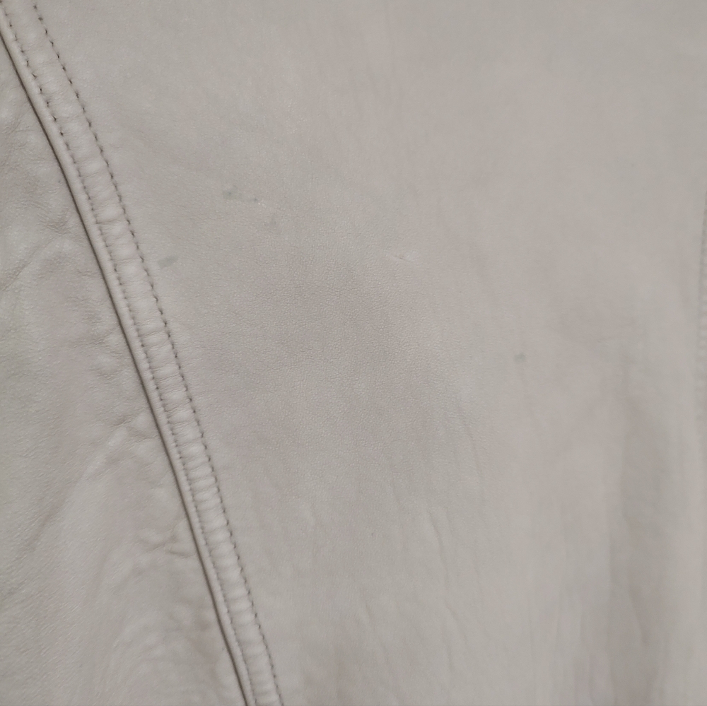 CLEARANCE!! Vintage Leather Preston And York Front-snap Coat In Eggshell - Picture 8 of 8